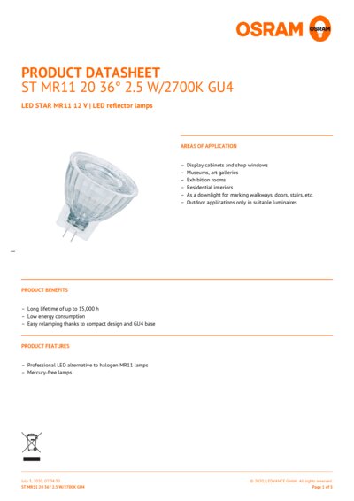 LED STAR MR11 12 V