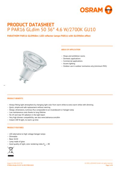 PARATHOM PAR16 GLOWdim