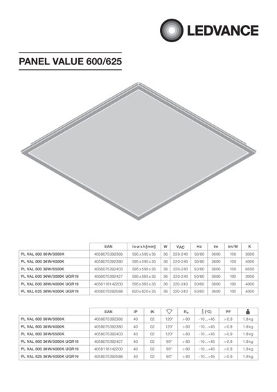 PANEL VALUE 600