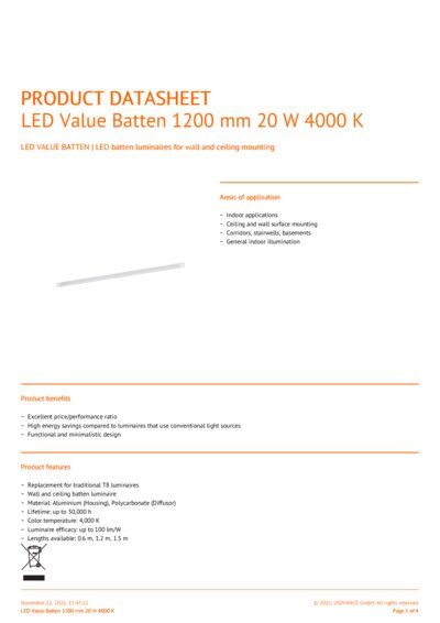 Osram led value batten 20w on sale
