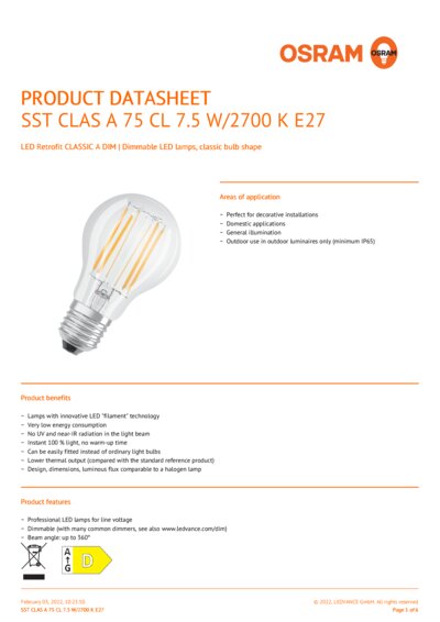 Osram led value classic a 75 on sale