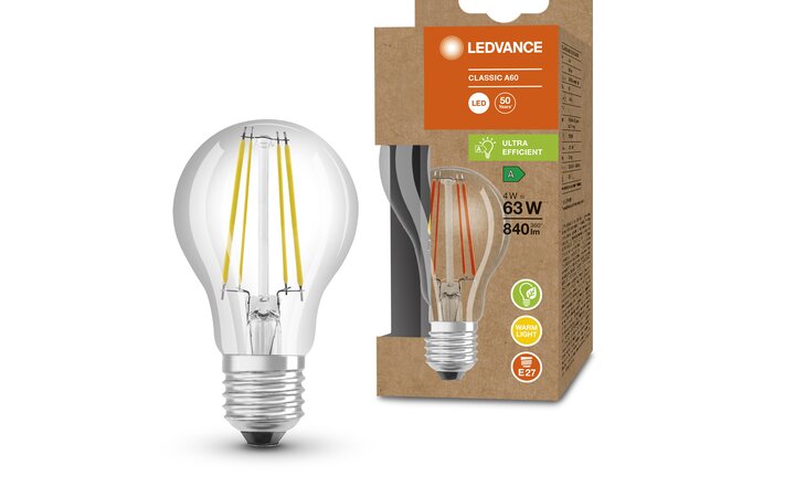 LEDVANCE LED lampen portfolio uitgebreid met  Energielabel A voor optimale energie- en kostenbesparingen