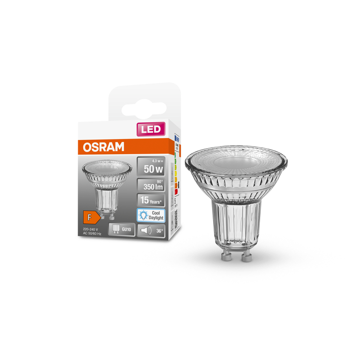 LED Star PAR16 50 36° 4.3W 865 GU10 Scatto combinato = Scatto Product Beauty + immagine della confezione