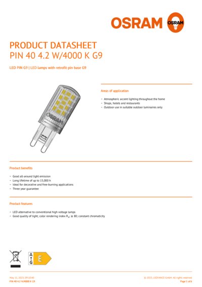Osram g9 4000k on sale