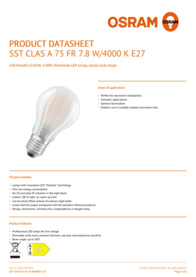 LED Retrofit CLASSIC A DIM