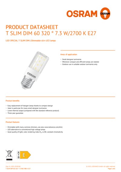 Osram special t slim e27 on sale