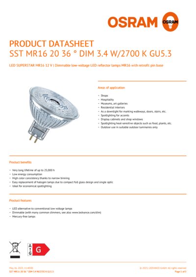 LED SUPERSTAR MR16 12 V