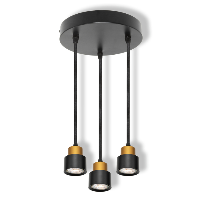 LED SPOT SECTORAL BLACK AND GOLD 3XGU10 PENDANT CENTRAL