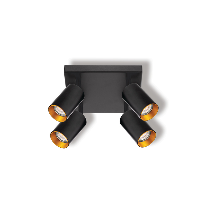 LED SPOT ETERNAL BLACK AND GOLD 4XGU10 PLATE