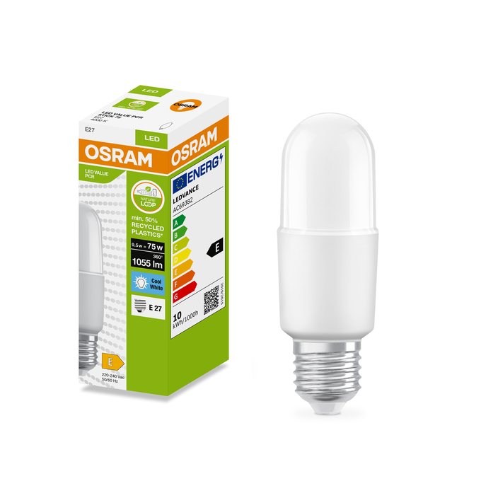 LED Recycled Plastic STICK 75 9.5W/4000K E27 