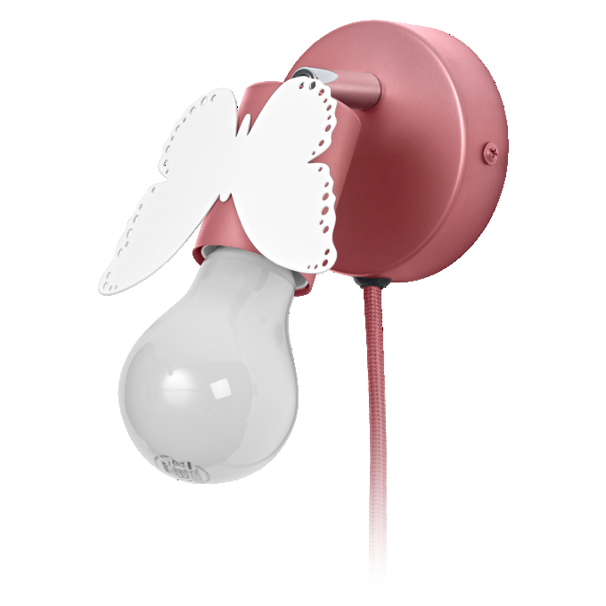 Wall Butterfly E27 Pink EU Plug white, upright, alternat