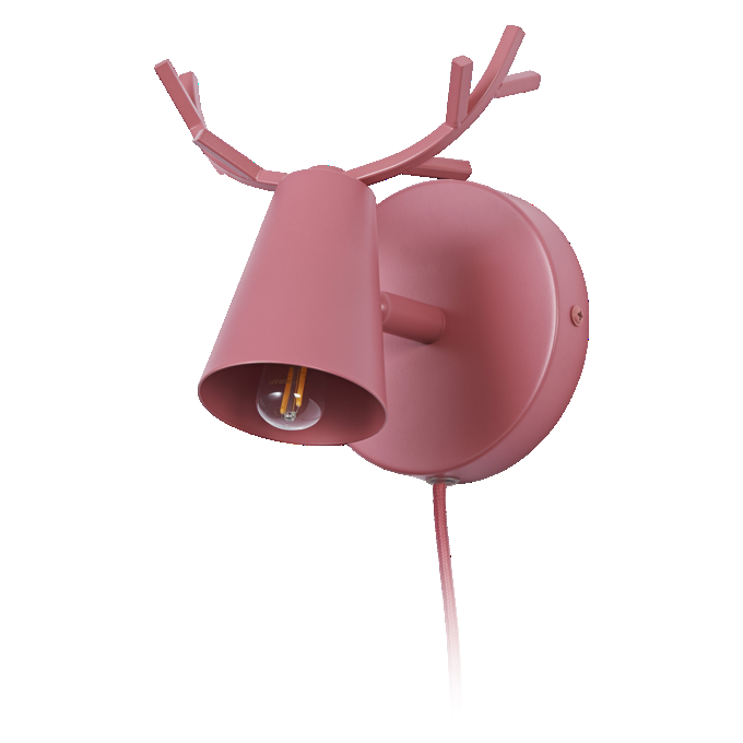 Wall Deer E14 Pink EU Plug white, upright, alternat