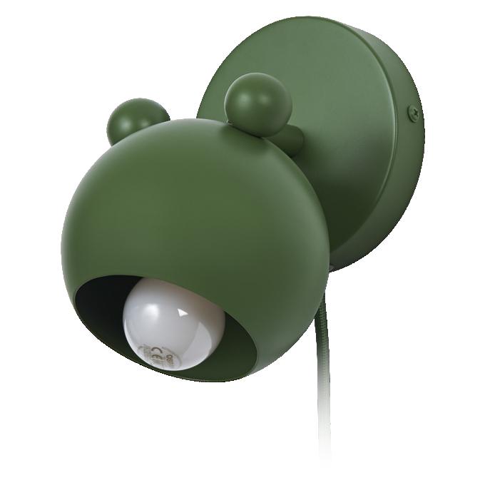 Wall Mouse E14 Green EU Plug white, upright, alternat