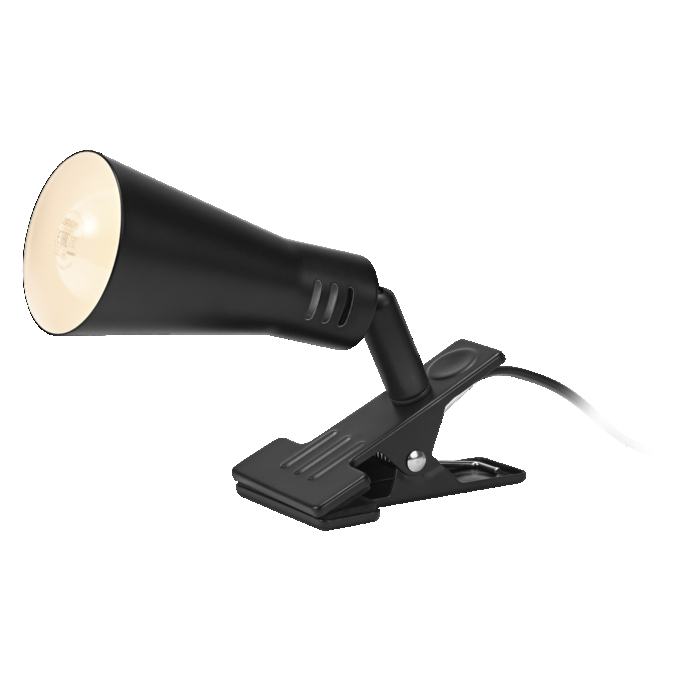 Clip Cone E14 Black EU Plug white, upright, sw. on