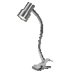 Clip Step Flex GU10 Satin Nickel EU Plug white, upright, sw. on (thumbnail)
