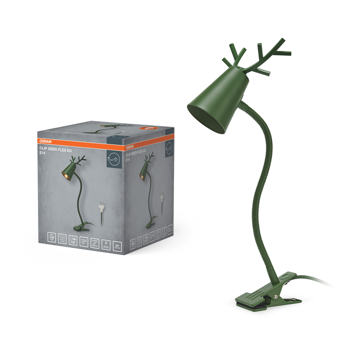 Clip Deer Flex E14 Green EU Plug Kombinált felvétel = Szép kép a termékről + kép a csomagolásról