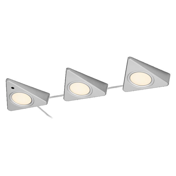 Undercabinet Triangle 11.5W CCT DIM Silver white, upright, sw. on