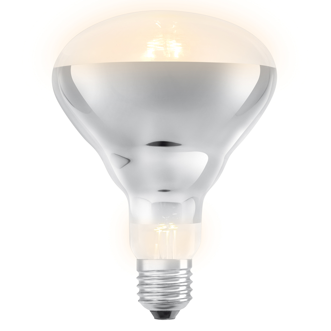 Infrared BR40 250W 240V E27 CLEAR white, upright, sw. on