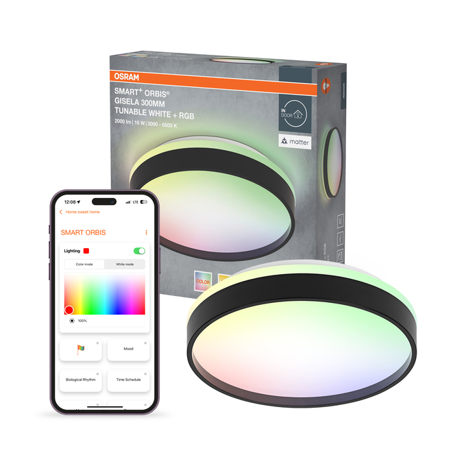 SMART+ MATTER Ceiling Gisela 300 mm 16W Black Multicolour Kombinirani snimak = Slika proizvoda + slika pakiranja
