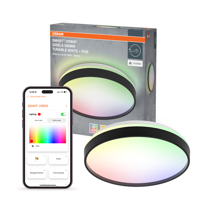SMART+ MATTER Ceiling Gisela 385 mm 24W Black Multicolour Kombinirani snimak = Slika proizvoda + slika pakiranja