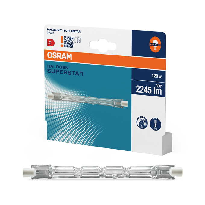 HALOLINE SST 120 W 230 V R7S Scatto combinato = Scatto Product Beauty + immagine della confezione