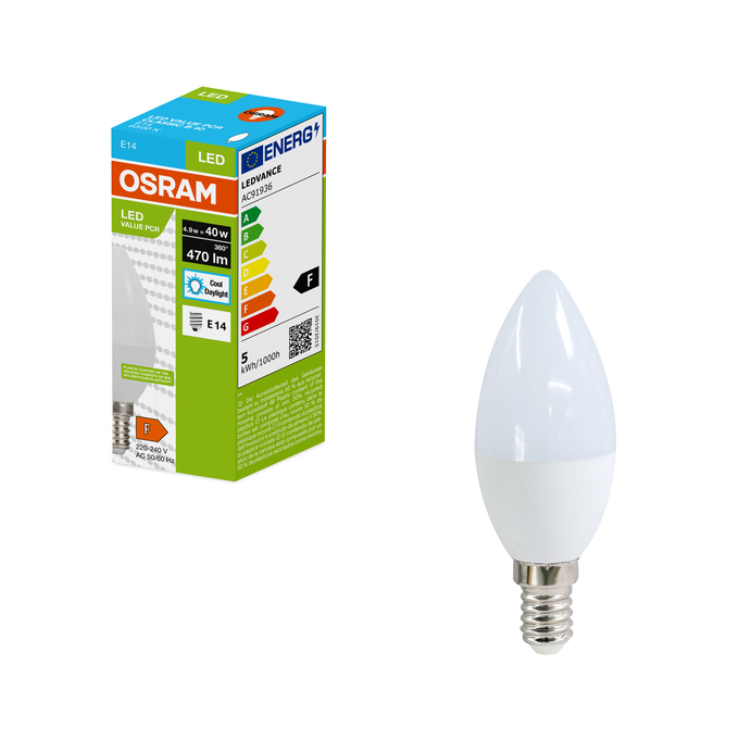 LED Recycled Plastic Classic B 40 4.9W/6500K E14 Kombinirani snimak = Slika proizvoda + slika pakiranja