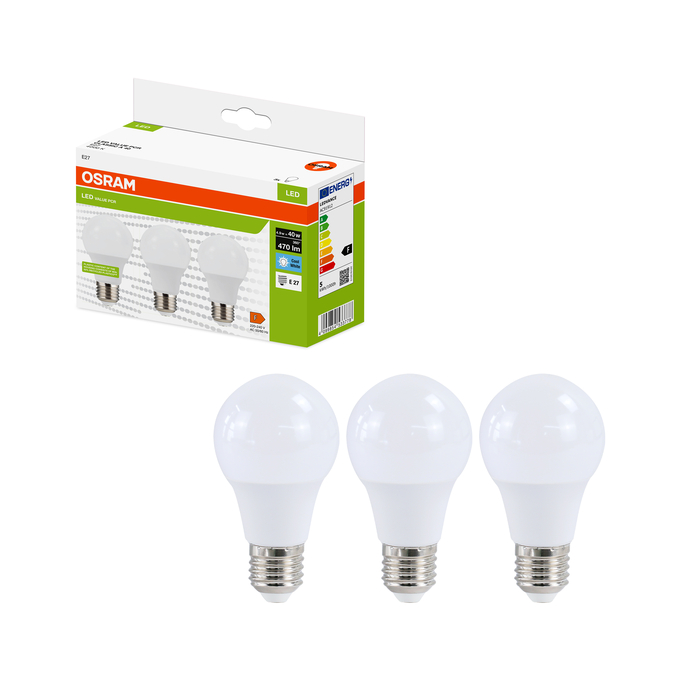 LED Recycled Plastic Classic A 40 4.9W/4000K E27 Fotografie combinată = Fotografiede prezentare + Imagine cu ambalaj