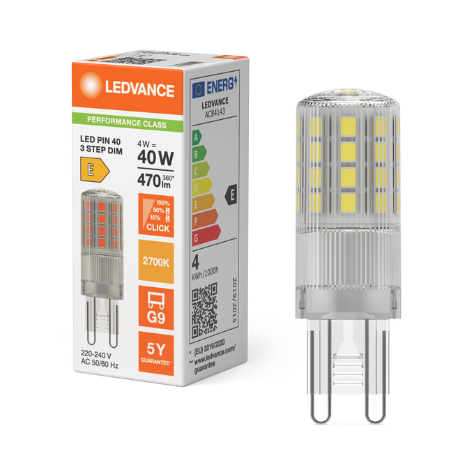 LED Star PIN 40 320° 4W 827 G9 3step DIM Combo Shot = Product Beauty Shot + Packaging Image