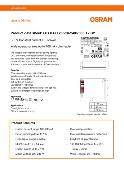 LED-Module 180-20-WW, 20 Watt warm white, DALI dimmable