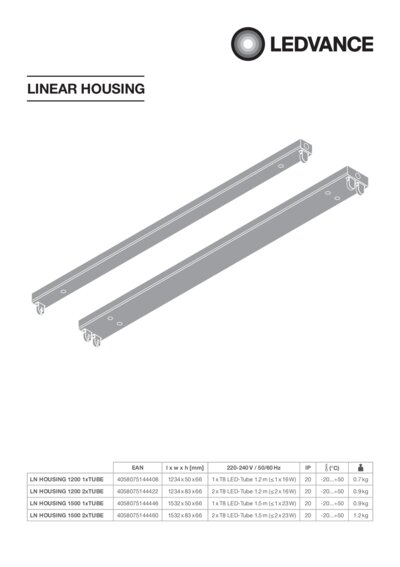 LEDVANCE LINEAR HOUSING 1500 Wand Deckenleuchte 1-flg für 150cm T8 LED Röhren 