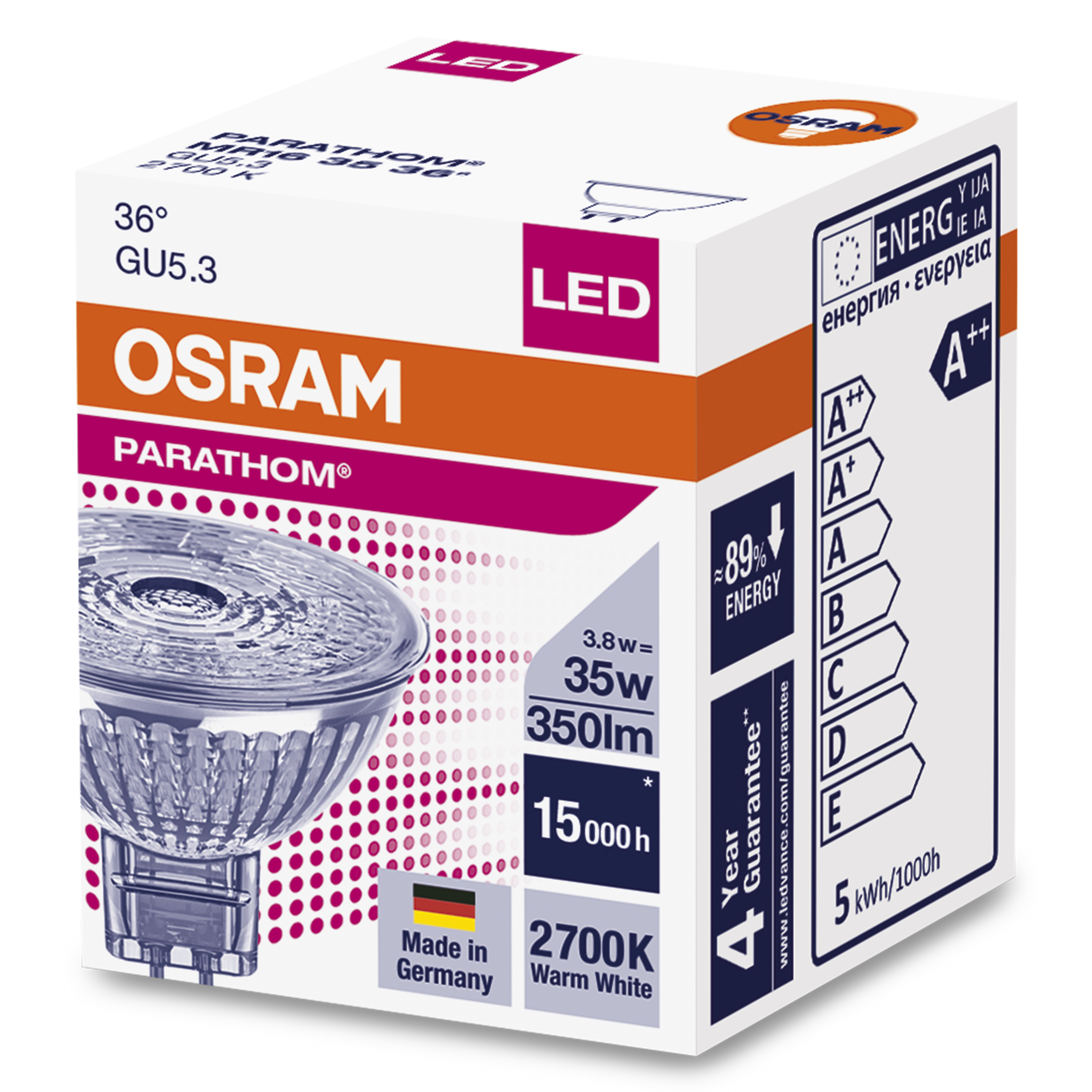 Osram PARATHOM MR16 35 36° 4.6 W/827 GU5.3 