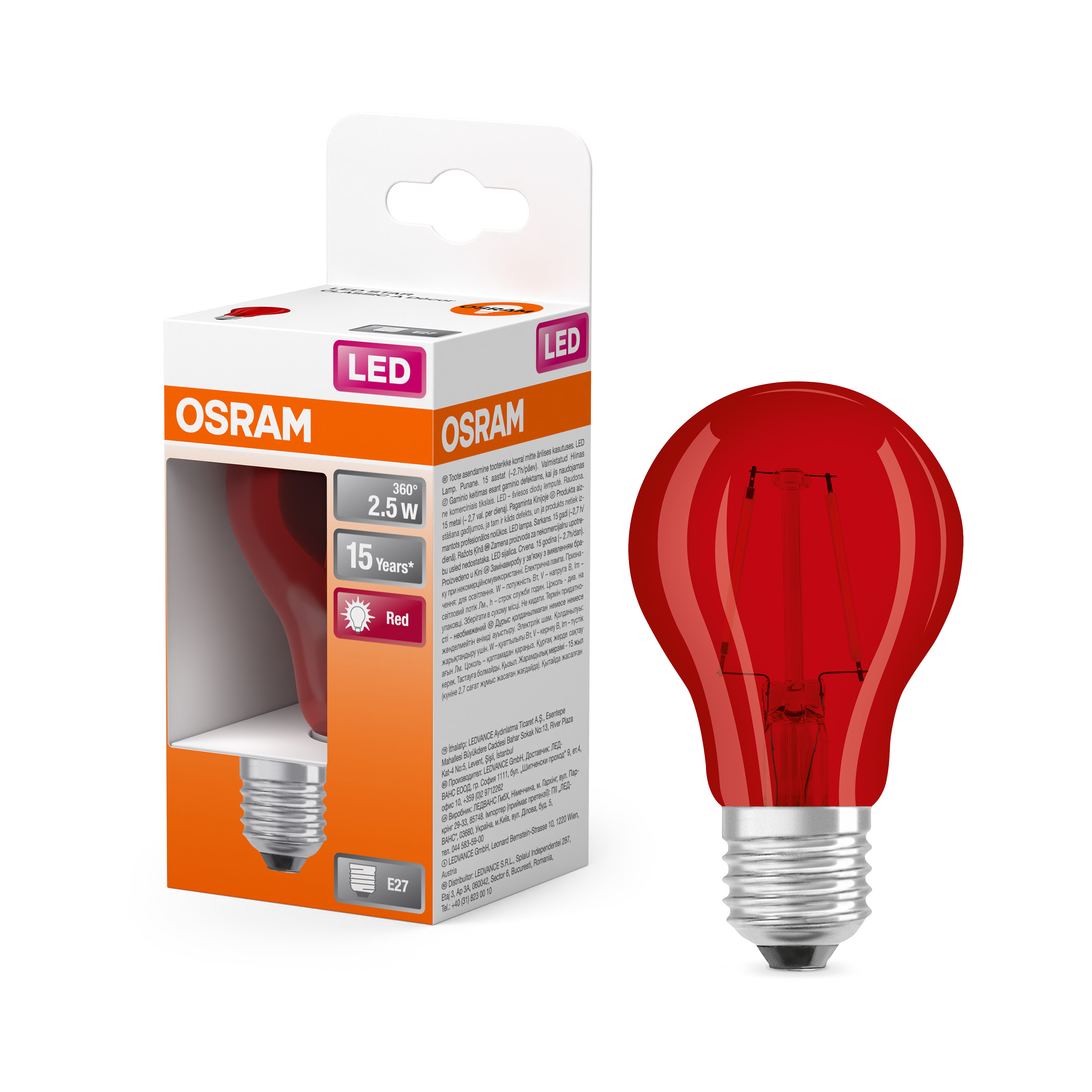 5 OSRAM LED-Lampen STAR DÉCOR CLASSIC A E27 2,5 W farbig