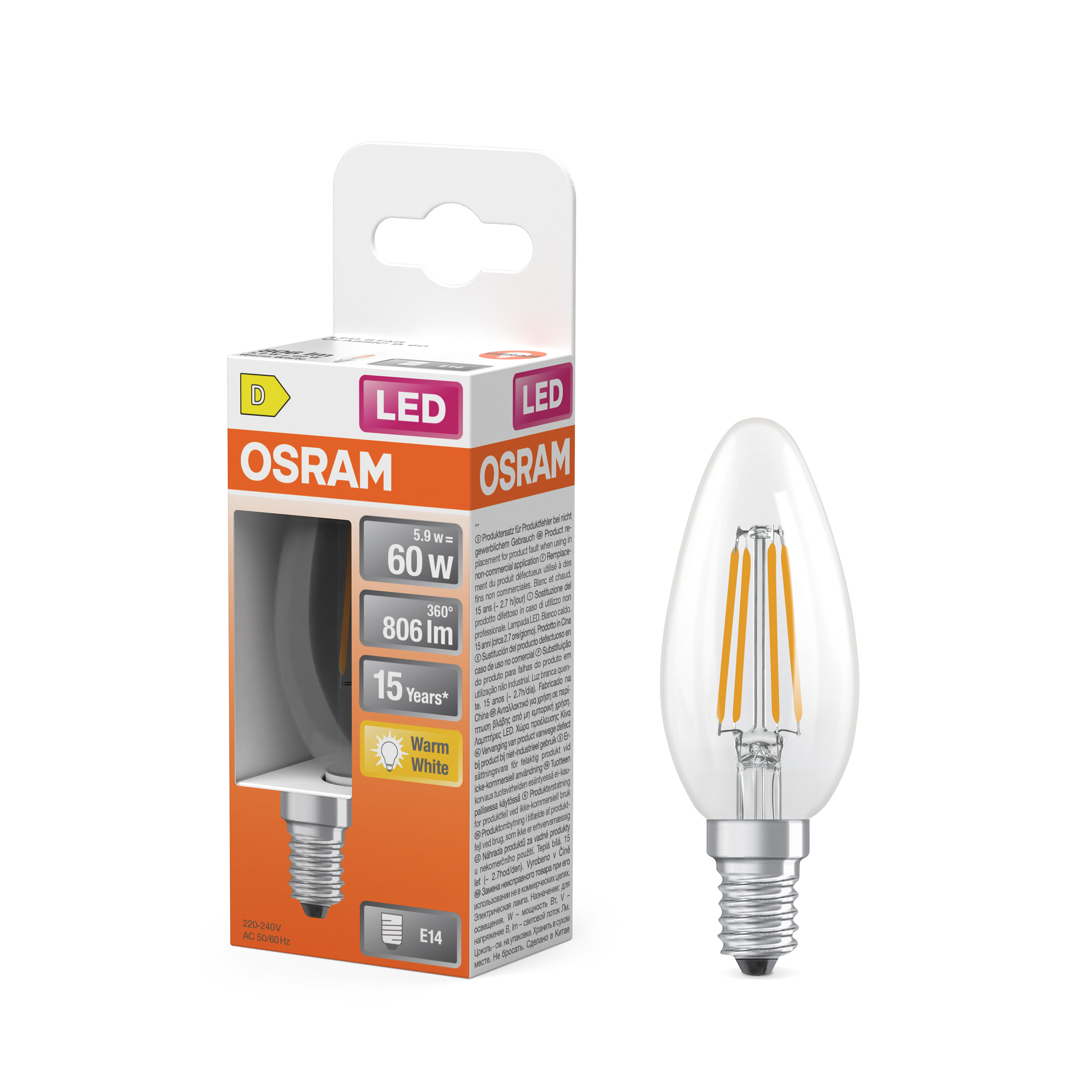 Ampoule LED E14 3,5W - Dimmable - 220-240V AC