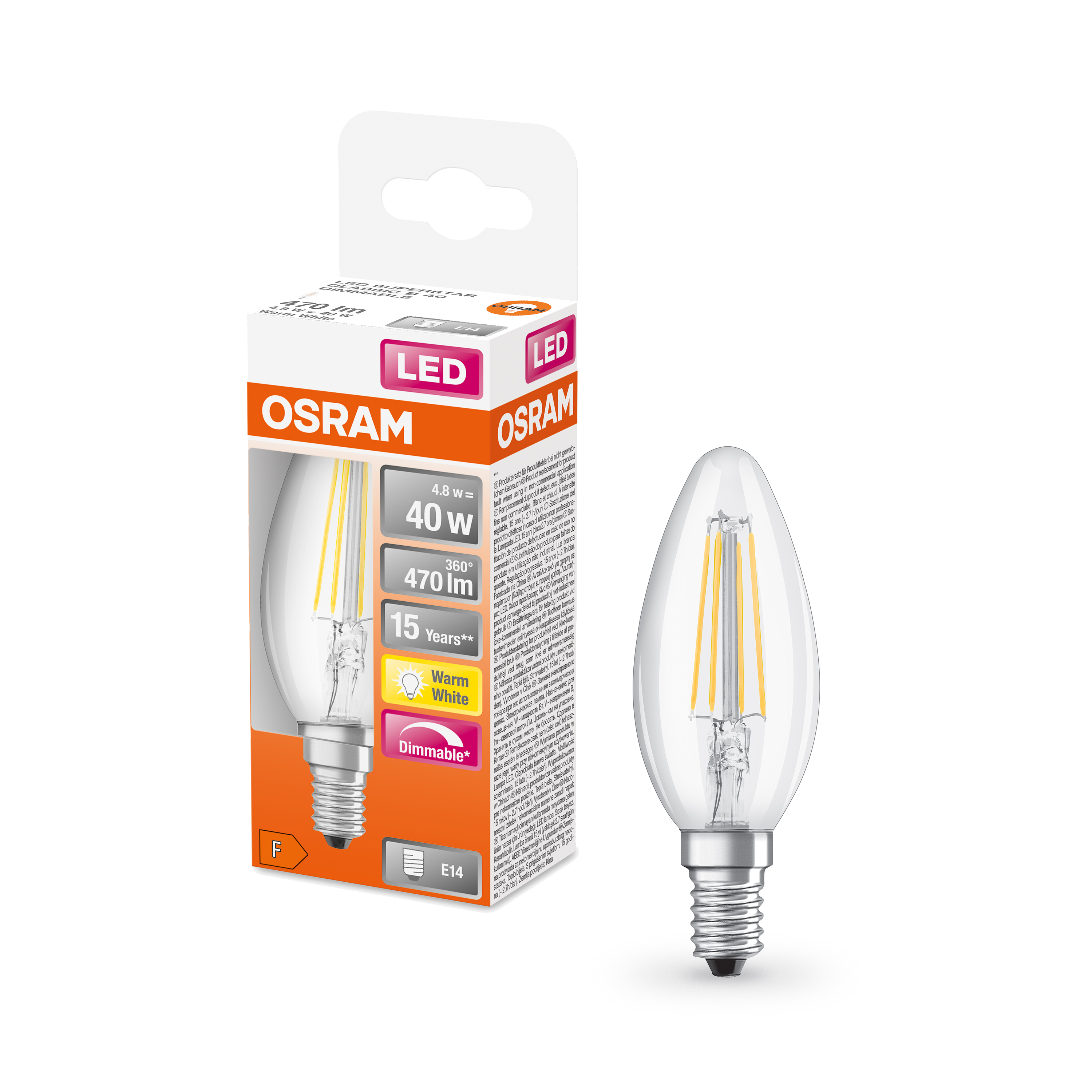 Osram Retrofit LED E14 Boule Dépolie 6W 470lm - 827 Blanc Très