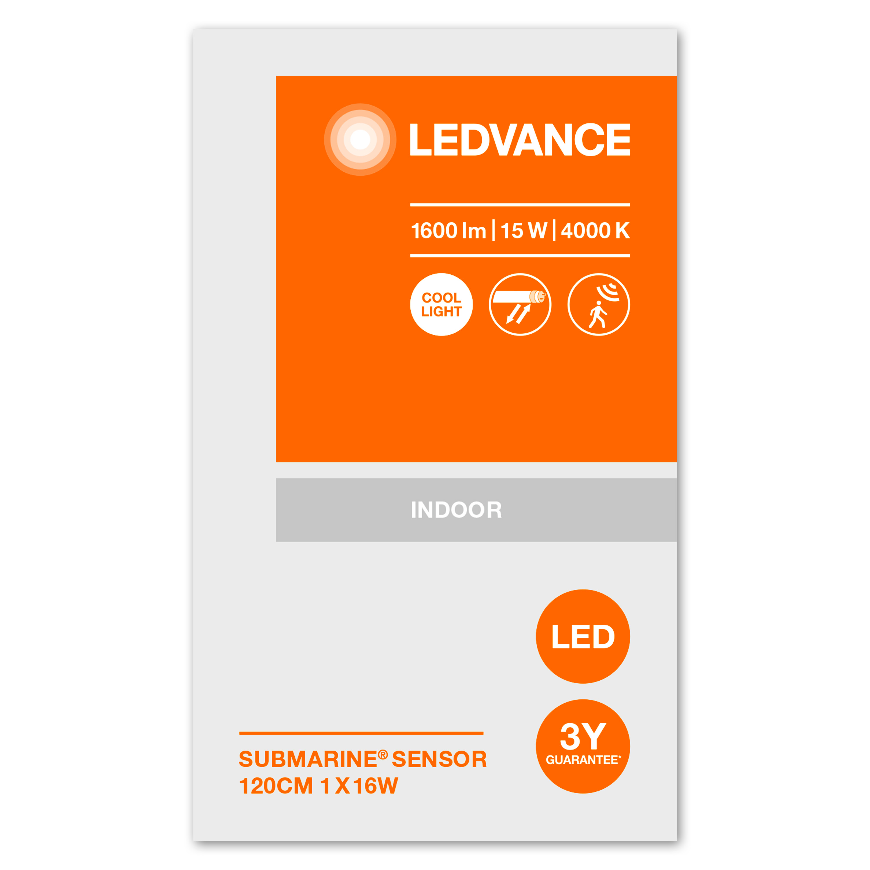 LEDVANCE Réglette LED étanche Submarine à détection 230V 16W 1600lm 120cm  grise - 576391