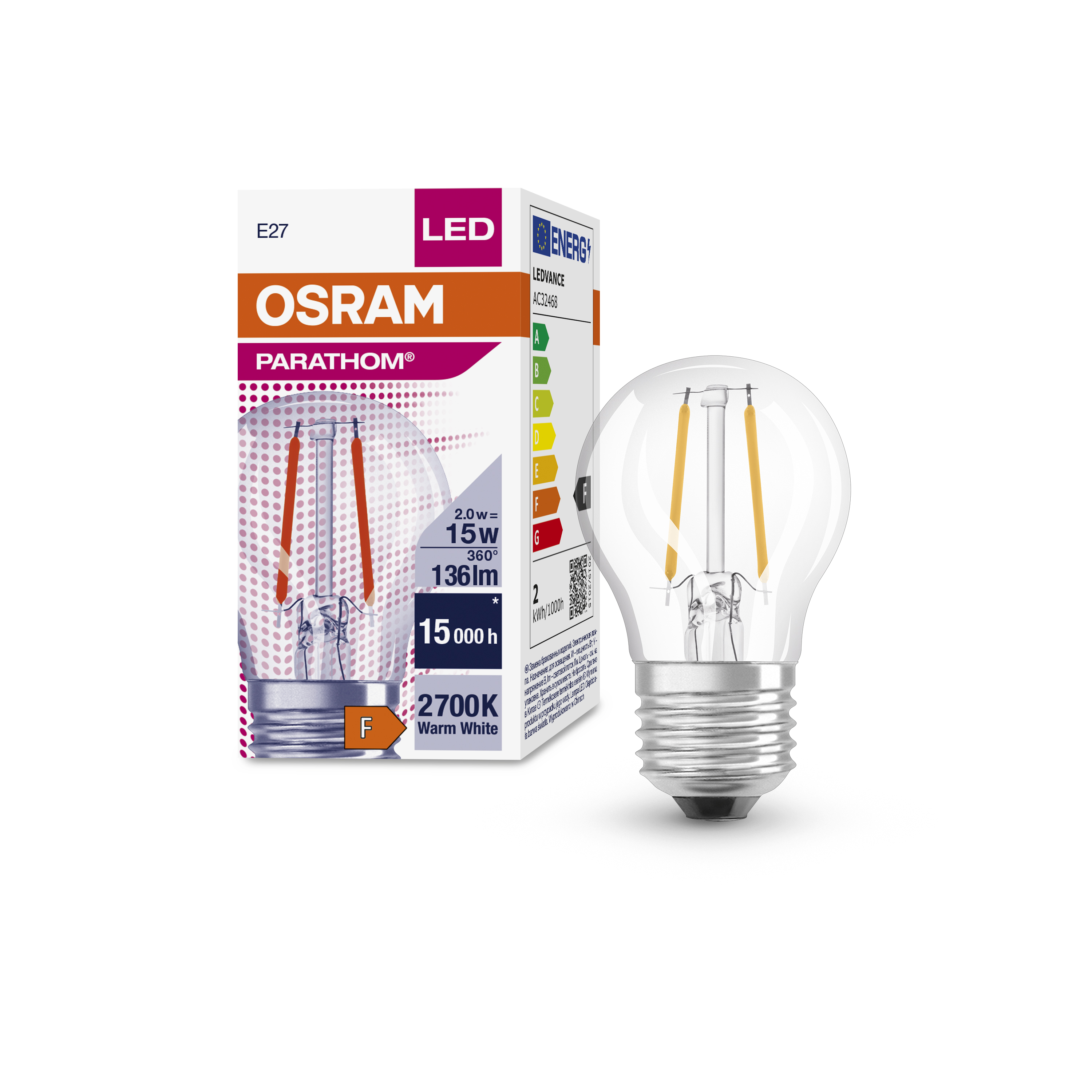 Osram Parathom Classic LED E27 Poire Filament Claire 11W 1521lm