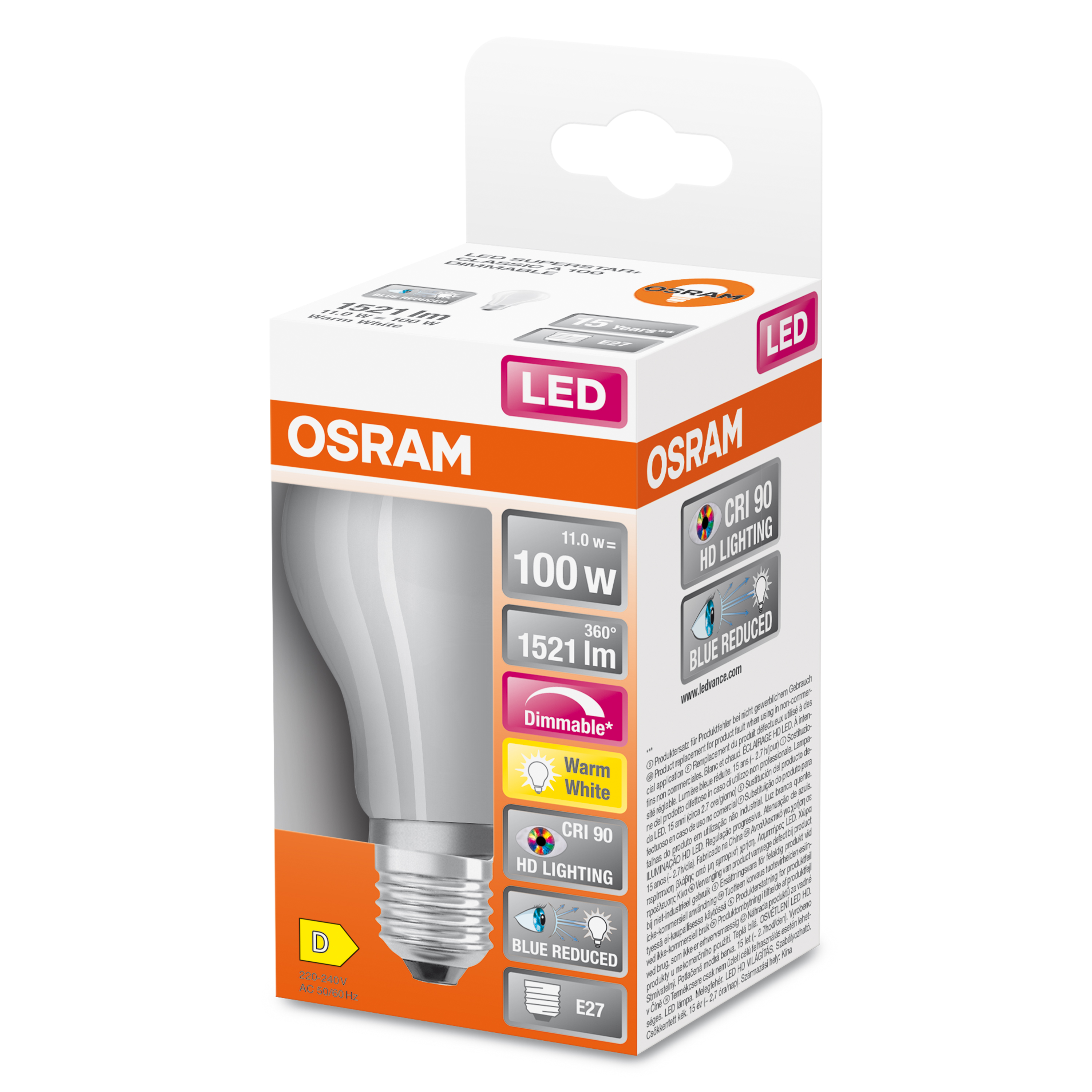 OSRAM LED Lampe Energieeffizienzklasse A Filament Classic Klar, 2.5W/3