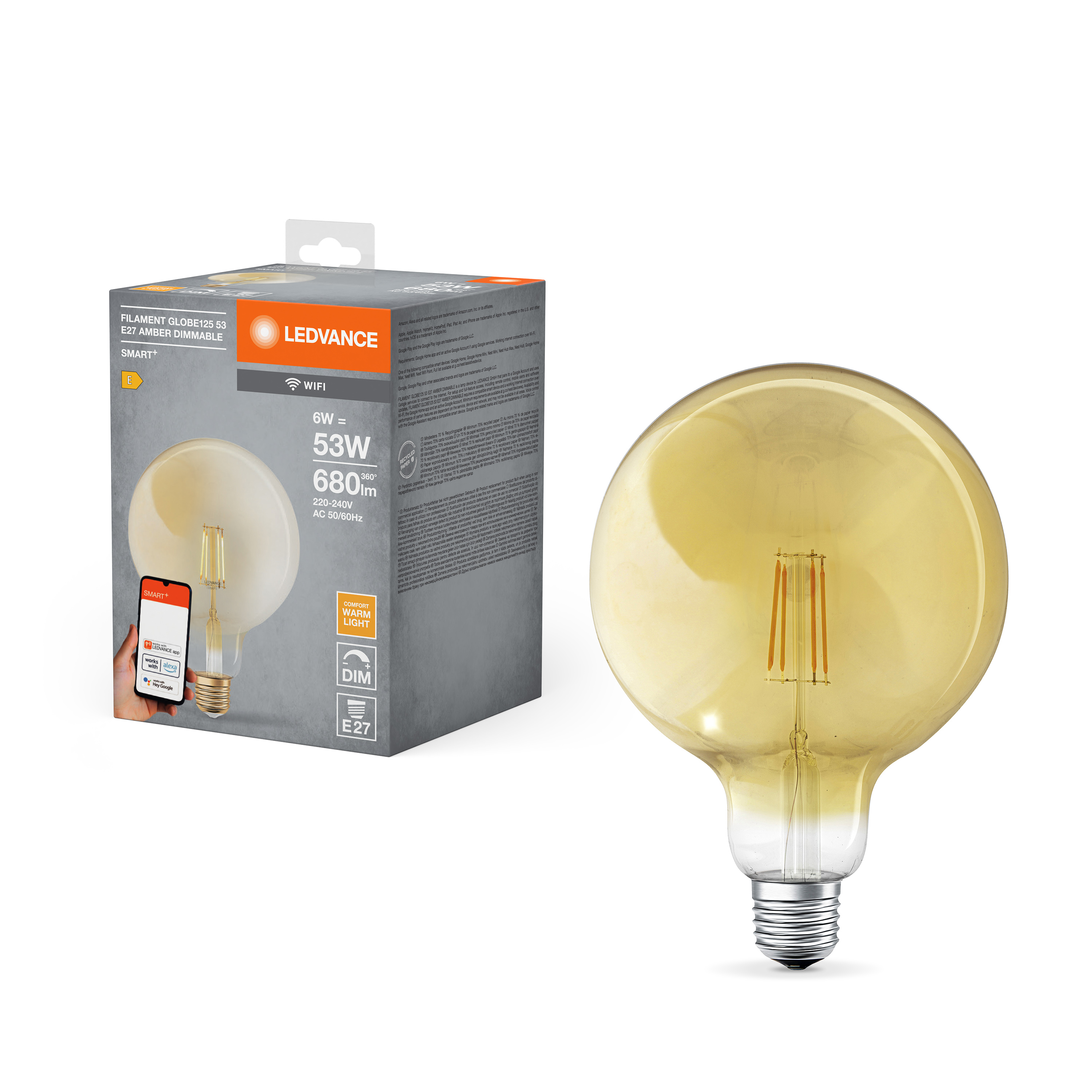 Ampoule à filament 5. 5w smart drop led bluetooth 5. 5w lumière chaude  2500k large e27 prise gradable compatible avec alexa echo et apple homekit  pas cher