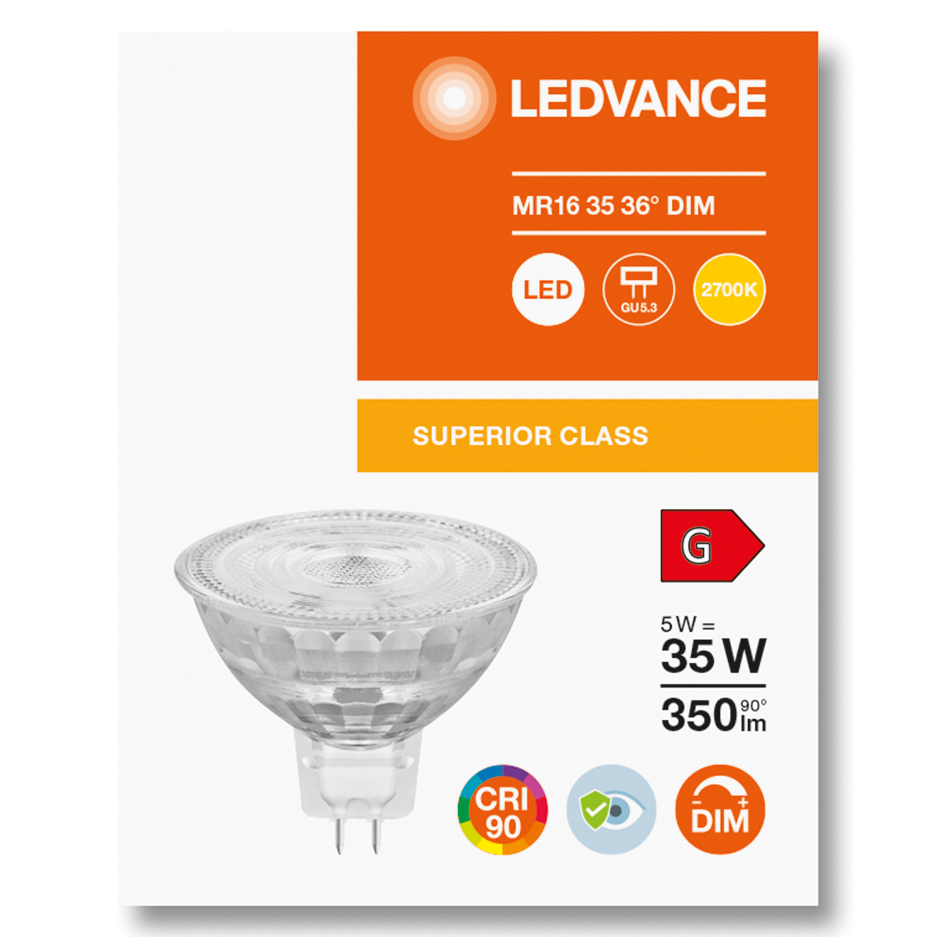 Ledvance GU5.3 MR16 LED Strahler dimmbar 36° 5W wie 35W 3000K