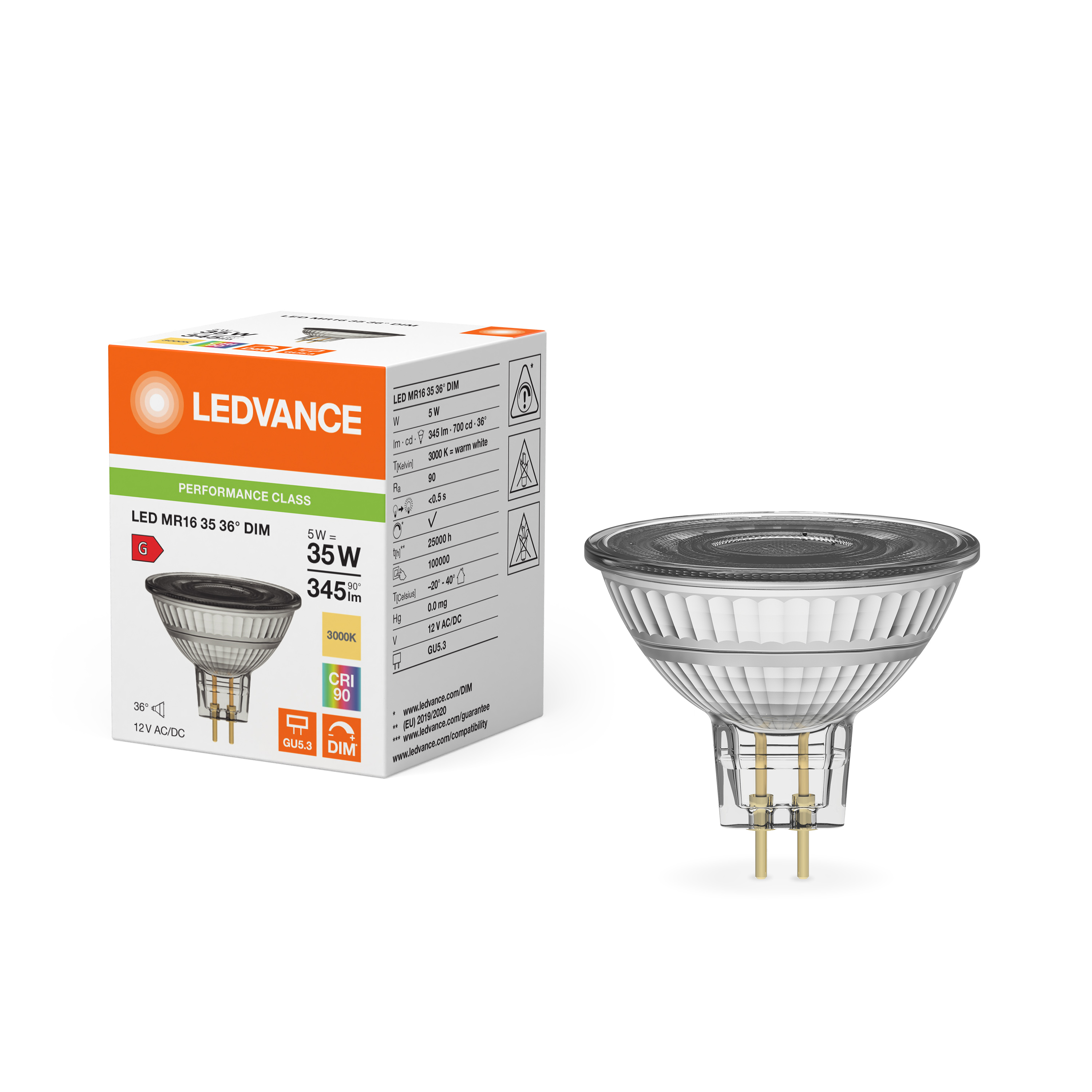 Osram LEDVANCE 35w MR16 36deg 12v M281 - Lampshoponline