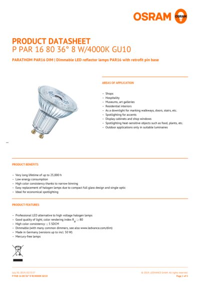 PARATHOM DIM PAR16