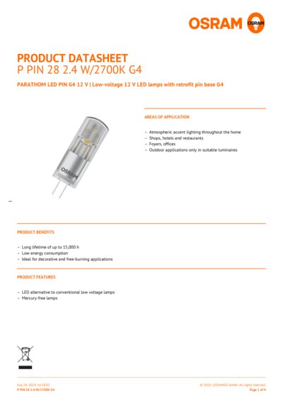 Osram led g4 online 2.4 w