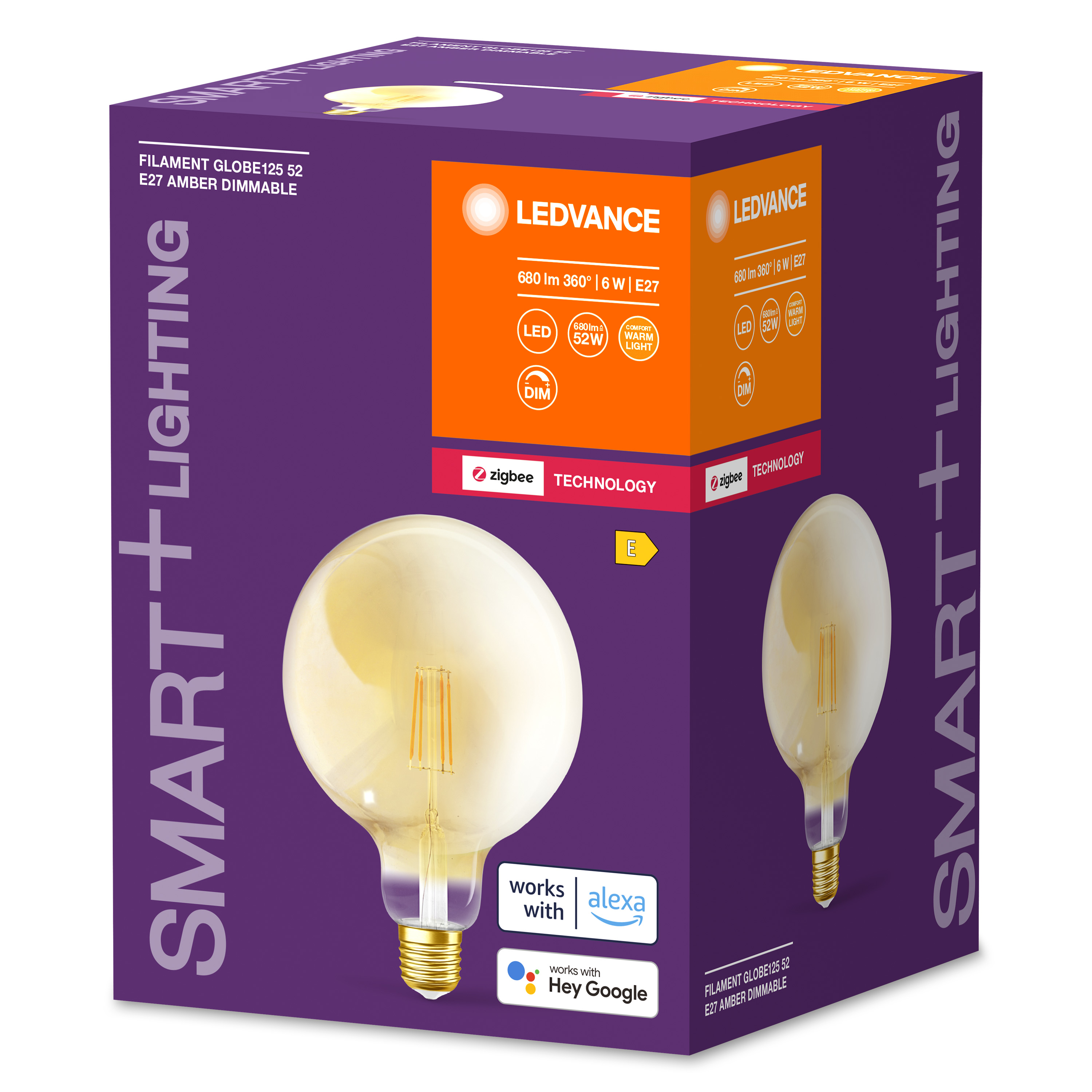 LEDVANCE SMART+ globe 55W/824 klar filament guld E27 Zigbee