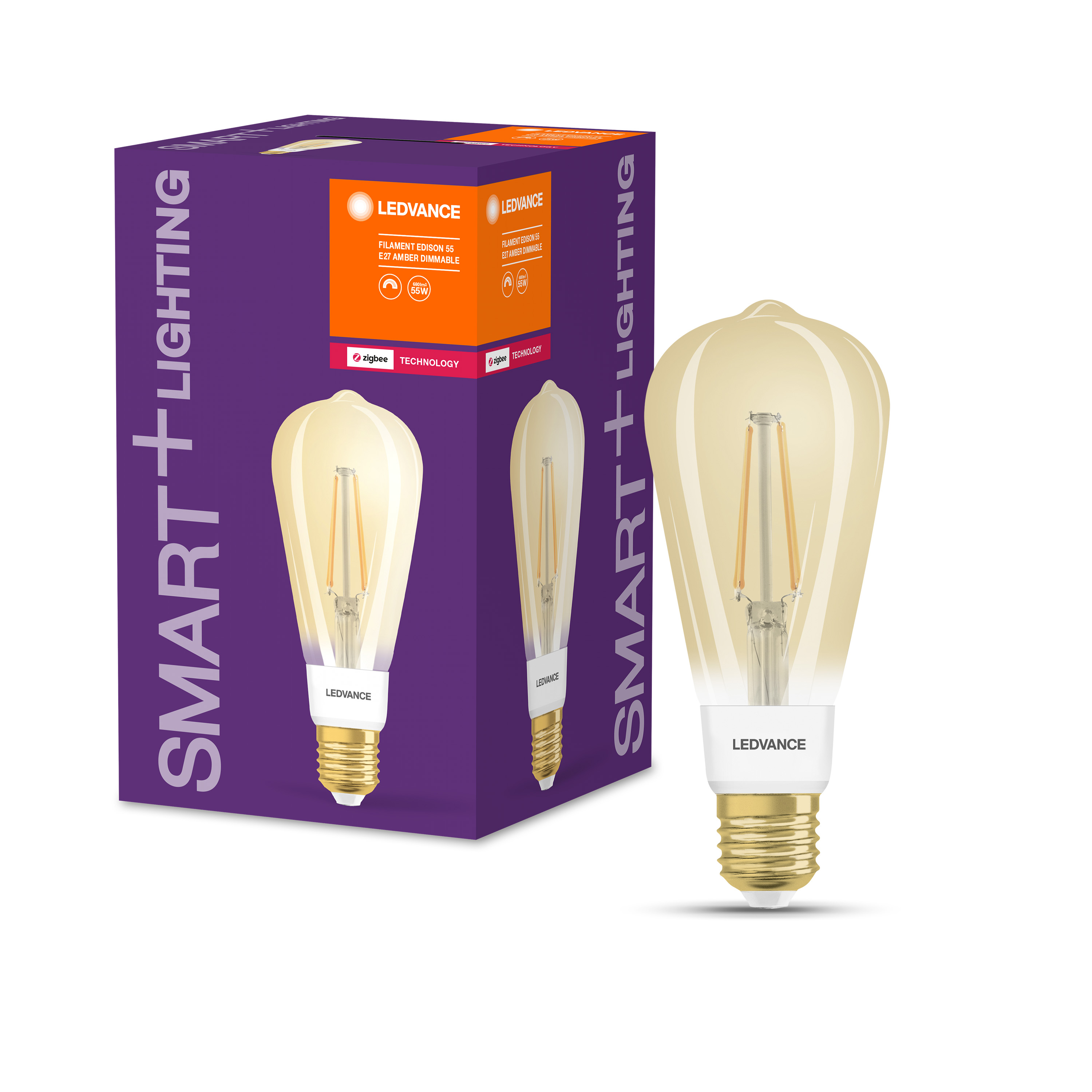 Ledvance Smart+ Zigbee E27 Päron Classic Filament Guld 6W 680lm - 824 Extra  Varm Vit | Dimbar - Ersättare 50W