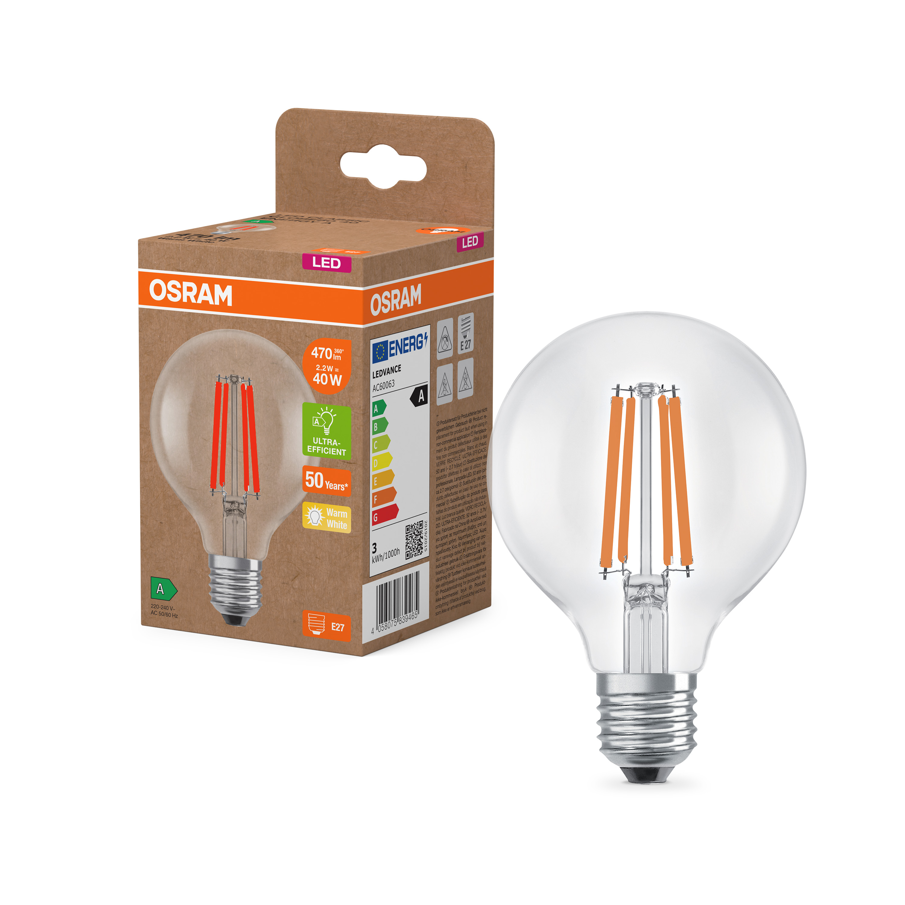 LED LAMPS ENERGY CLASS A ENERGY EFFICIENCY FILAMENT CLASSIC Globe
