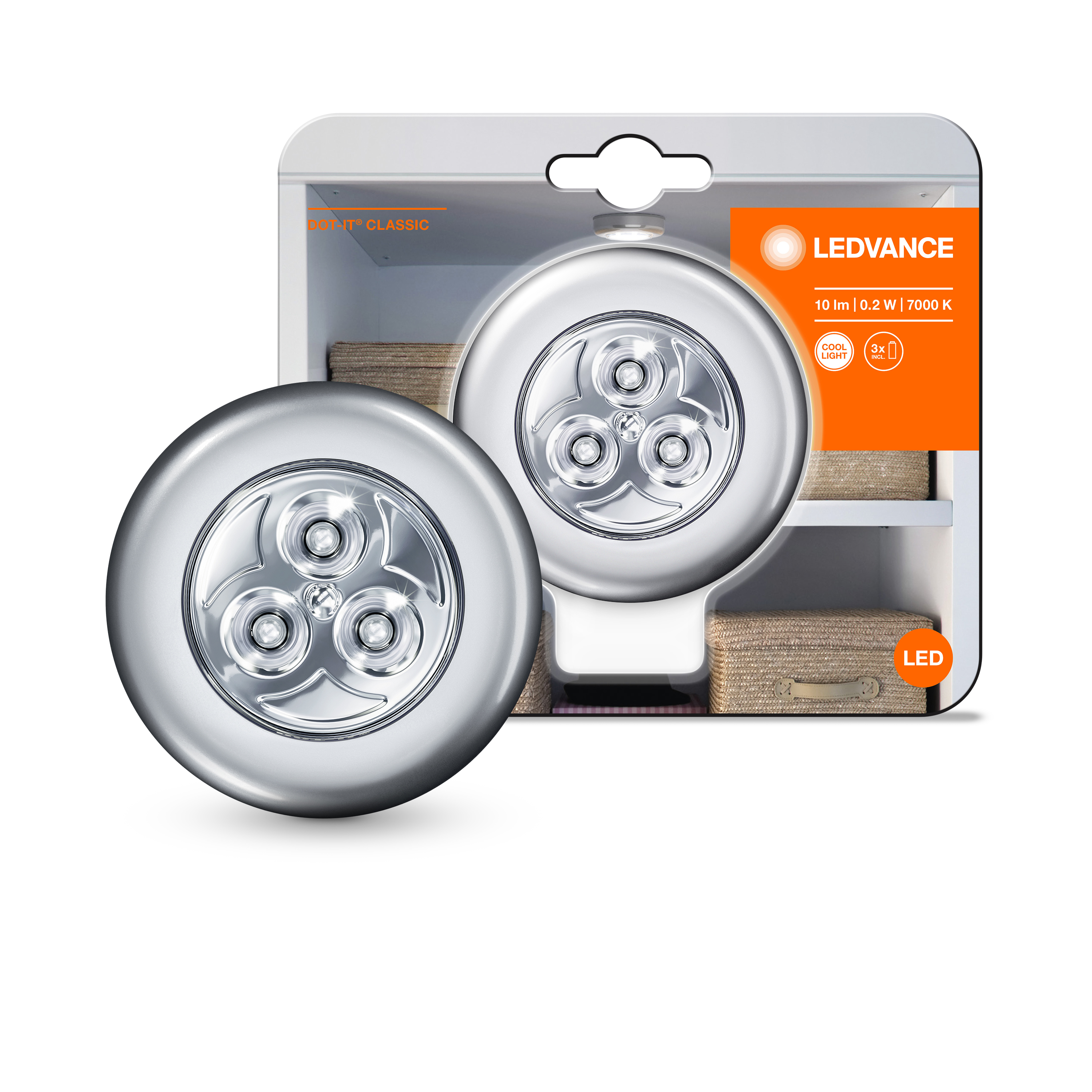 Osram DOT-it Mobiles LED-Licht Classic (Silber, 67 mm)