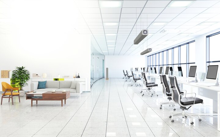 De LEDVANCE AIR TUBE V70 is uitstekend geschikt voor kantoren tot 70m3, en kan op diverse manieren worden gemonteerd.