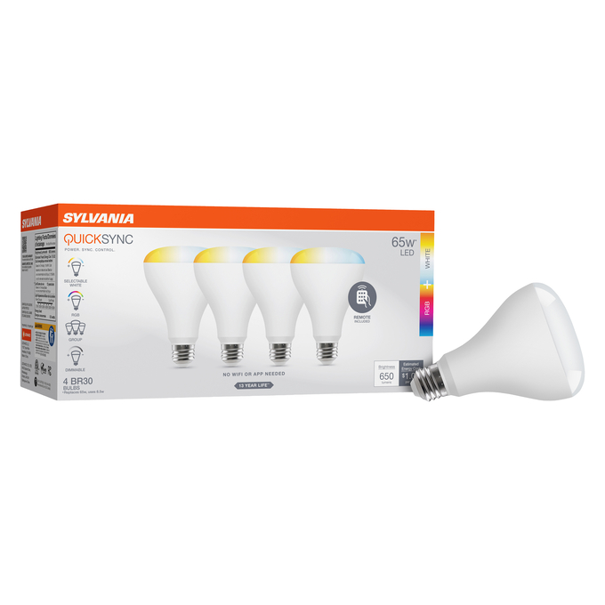 QUICKSYNC BR30 8.5W 650LM 4PK Combo Shot = Product Beauty Shot + Packaging Image