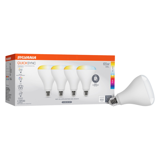 QUICKSYNC BR30 8.5W 650LM 4PK Combo Shot = Product Beauty Shot + Packaging Image