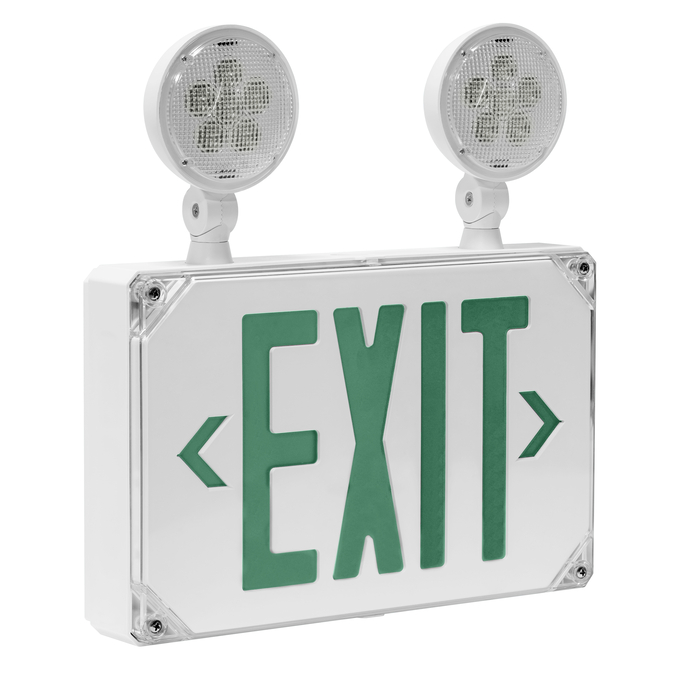 EXIT SIGN WET EMR EXIT COMBO SINGLE FACE WH white, diagonal